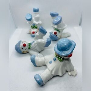 Vintage Fitz & Floyd Porcelain Tumbling Clown Set of 4 Circus Clowns MCM Japan